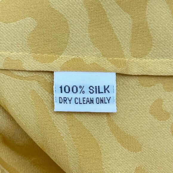 Vintage Nina Ricci 100% Silk Jacquard Long Sleeve‎ Blouse in Yellow, Size 8 - Picture 4 of 14